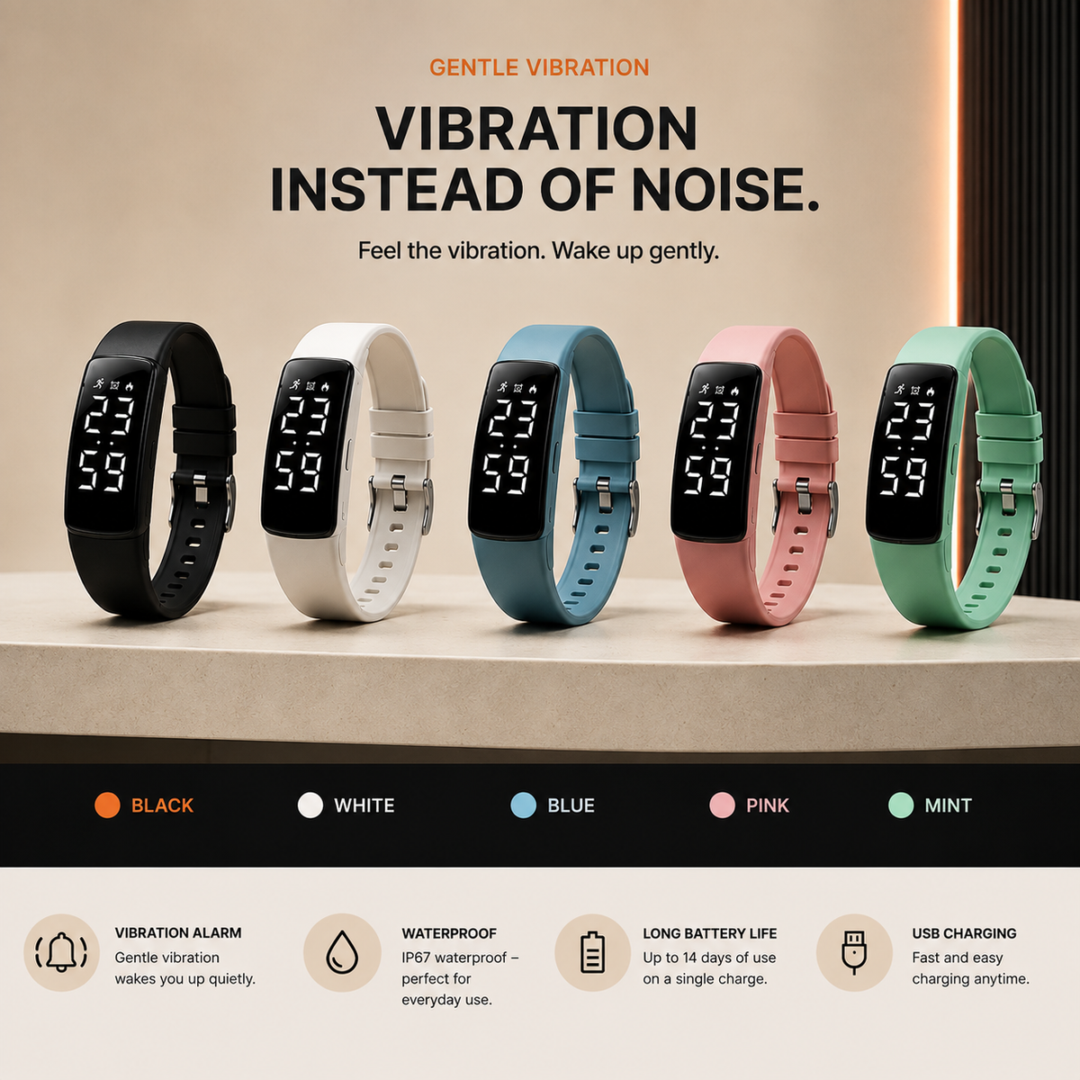WristWake — Vibrations-Weckerarmband